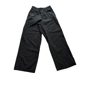 Quince Women's Black Wide Leg Tencel Twill Pants Size 4 Pleated Cotton Linen